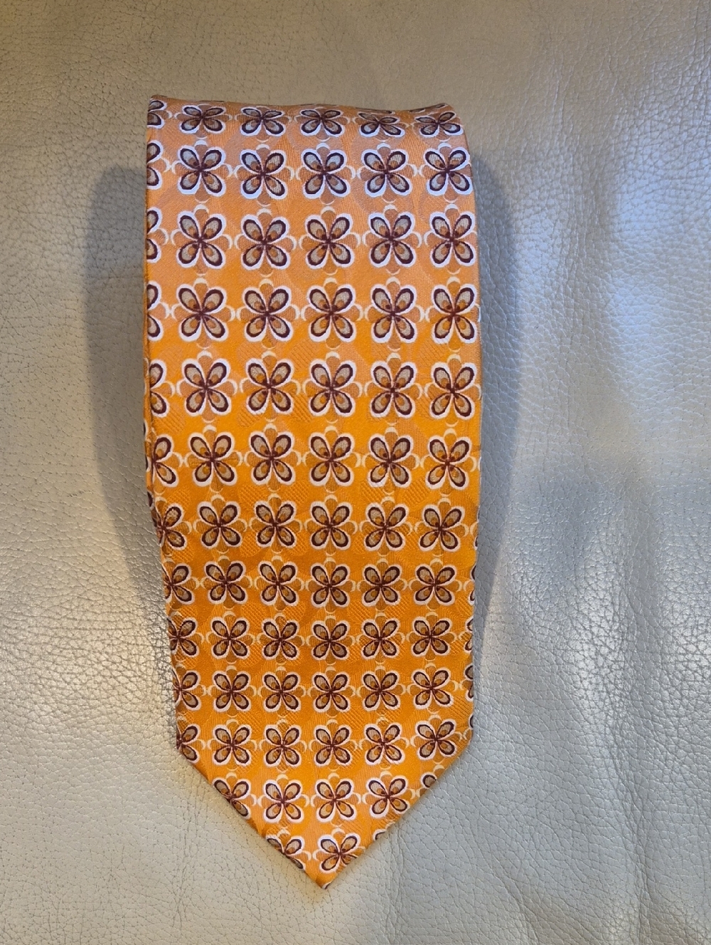 Ermenegildo Zegna Orange Floral Silk Tie Made In Italy